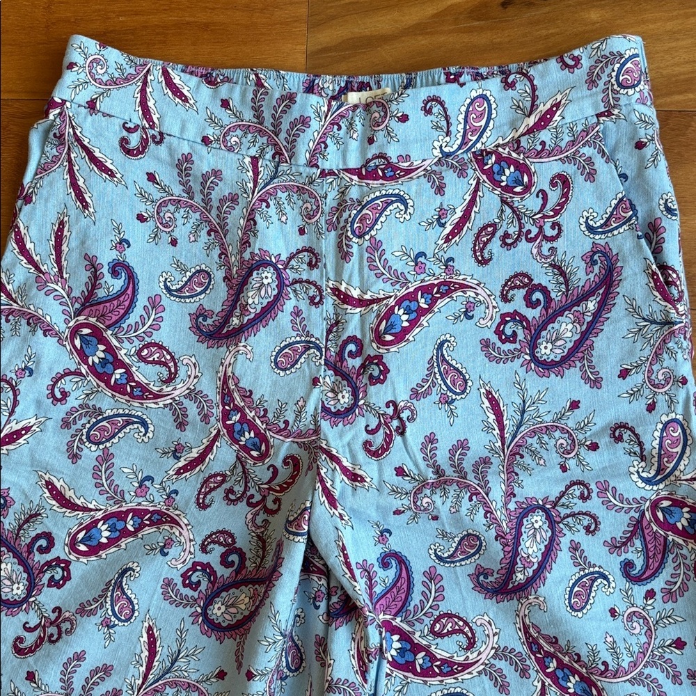 LOFT Blue Paisley Wide Leg Pants - Picture 2 of 9